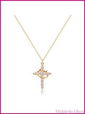 14k Gold Plated Cross Pendant Necklace Dainty Cute Christian Gift